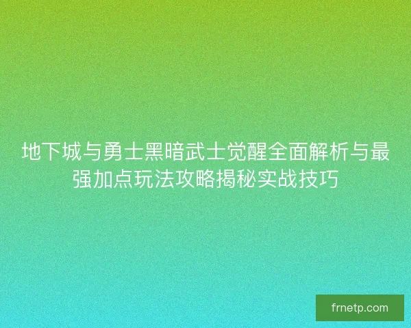 地下城与勇士黑暗武士觉醒全面解析与最强加点玩法攻略揭秘实战技巧